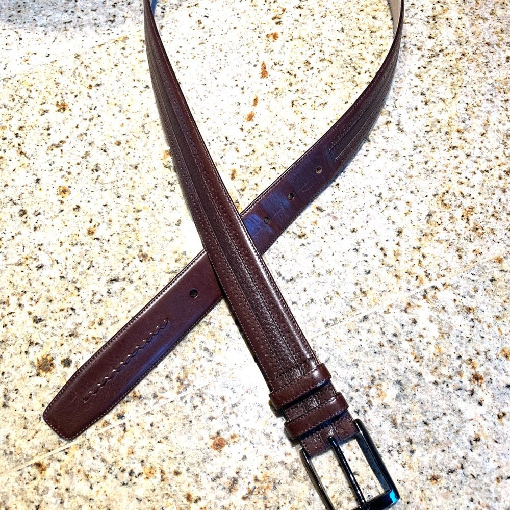 MEZLAN Leather Dress Belt Antique Dark Look Buckle Made in Spain Size 40